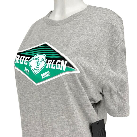 NEW True Religion Buddha Face Logo Short Sleeve Heather Grey T-shirt Size Large - Picture 7 of 12